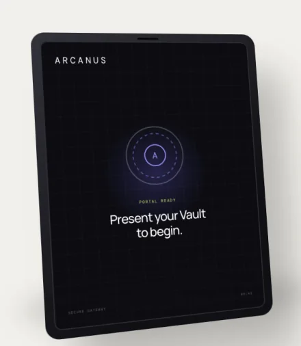 Front of the Arcanus Portal showing the secure gateway waiting for the Vault